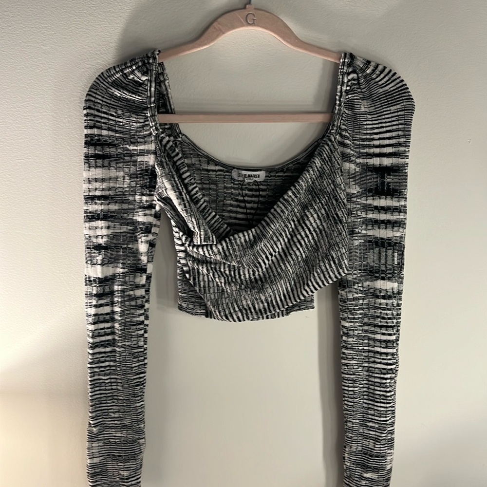 Steve Madden cross neck stripe top